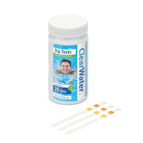 Clearwater Test Strips x 25 | 3 in 1 - Measures Chlorine, PH and Total Alkalinity