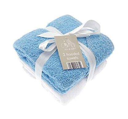 Elli and Raff | 2 Soft White Baby Hooded Bath Time Towel 100% cotton