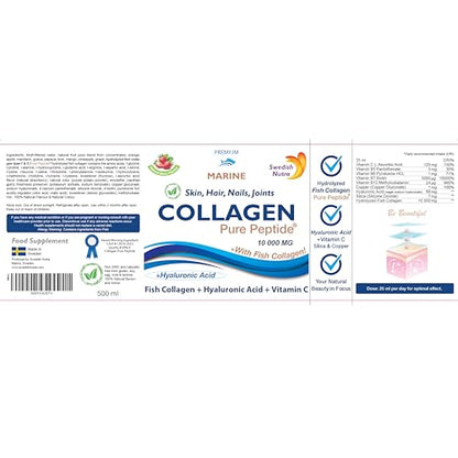 Swedish Nutra | Collagen Gold Retinol | Hydolyzed 12500mg Marine Collagen