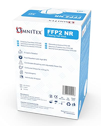 Omnitex | FFP2 Face Mask - Box of 20 | High Filtration | 5X Extenders