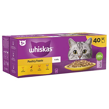 Whiskas | 1+ Adult Poultry Selection in Jelly | 40 Pouches