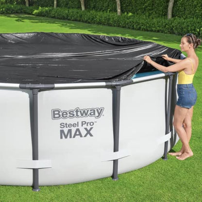 Bestway Flowclear Swimming Pool Cover | for Steel Pro Max Round Pools | 10 ft | Black