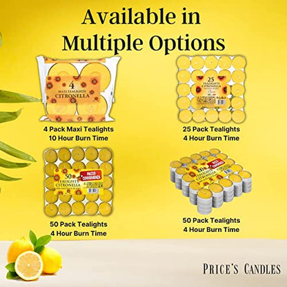 Price's Candles | Citronella Tealights | Pack of 25