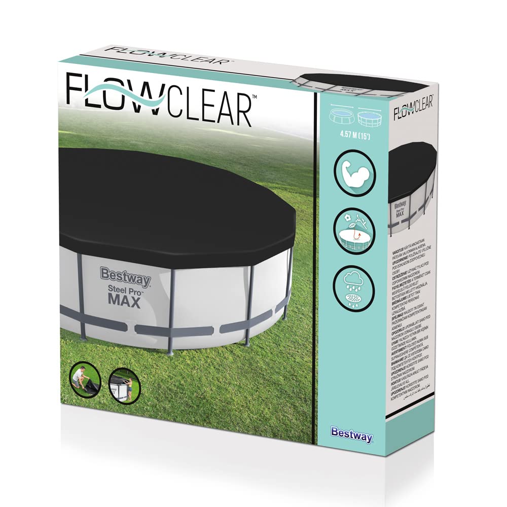 Bestway Flowclear Swimming Pool Cover | for Steel Pro Max Round Pools | 10 ft | Black