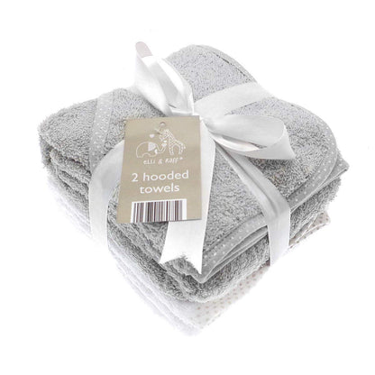 Elli and Raff | 2 Soft White Baby Hooded Bath Time Towel 100% cotton