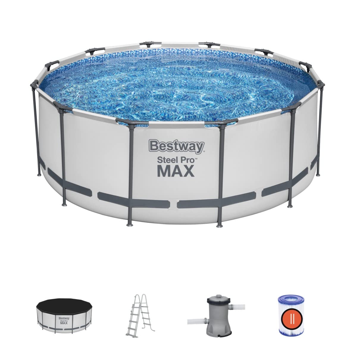 Bestway Steel Pro Max | Round Frame Swimming Pool with Filter Pump | Grey | 10ft