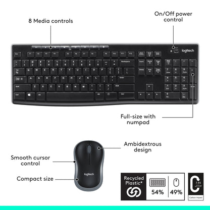 Logitech MK270 Wireless Keyboard and Mouse Combo for Windows