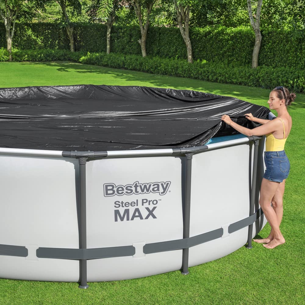 Bestway Flowclear Swimming Pool Cover | for Steel Pro Max Round Pools | 10 ft | Black