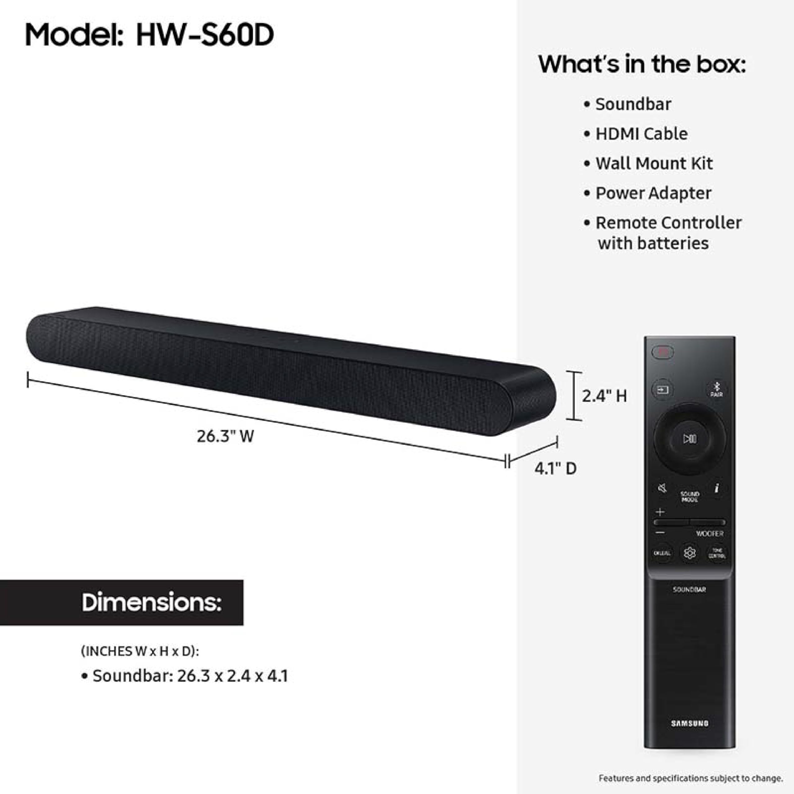 Samsung S60D 5.0 Channel Soundbar