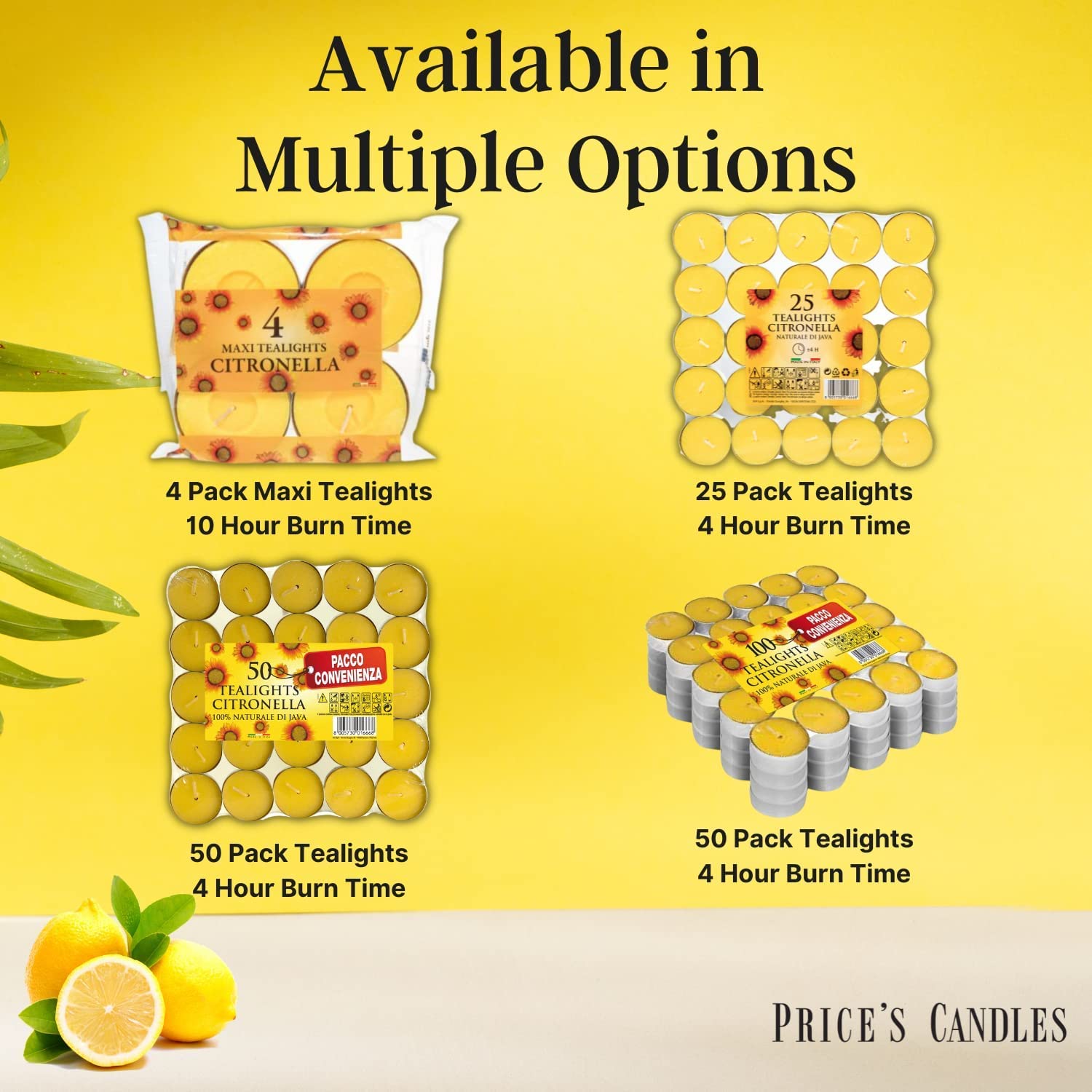 Price's Candles | Citronella Tealights | Pack of 25