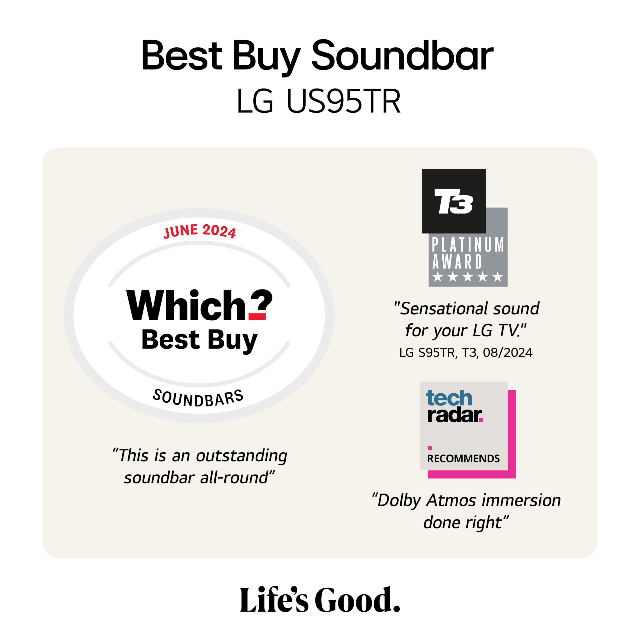 LG US95TR Soundbar for TV with Dolby Atmos & Wireless Subwoofer