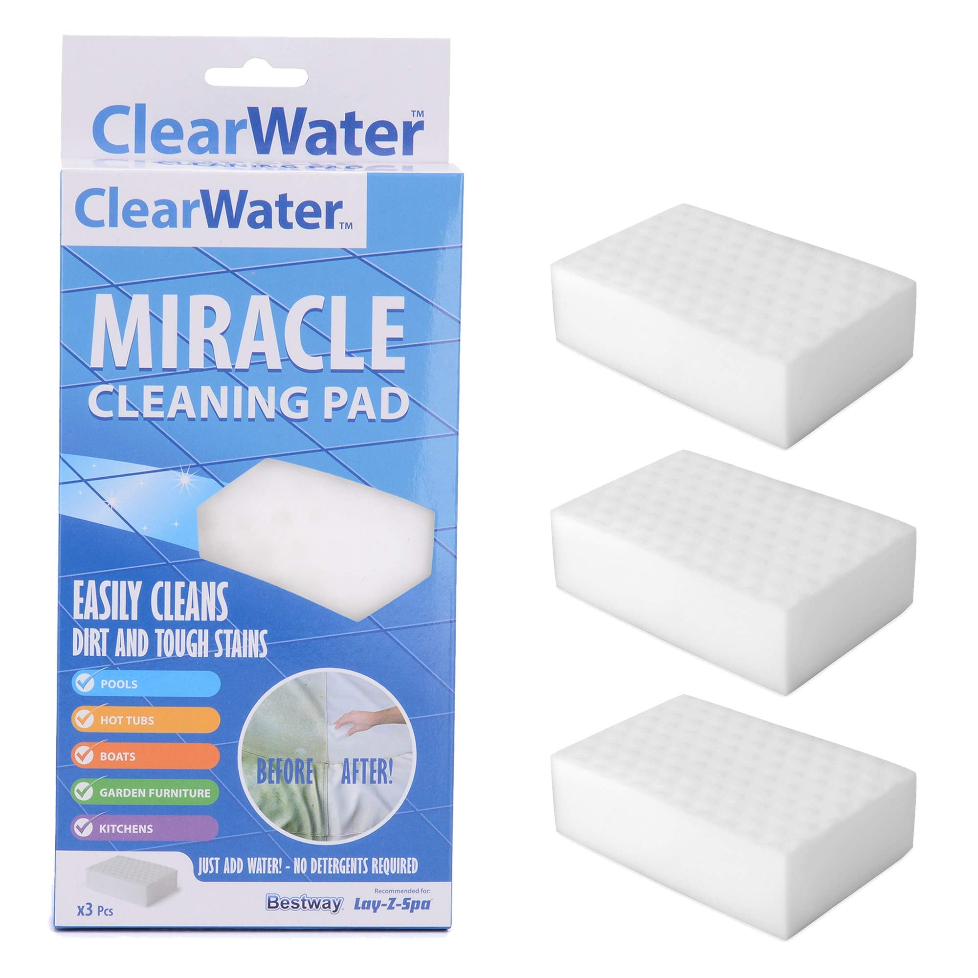 Clearwater Miracle Pad Pool and Spa Cleaning Sponge | Pack of 3