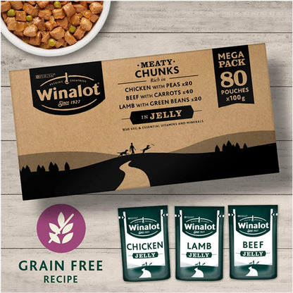 Winalot | Dog Food Pouches Mixed in Jelly | 80 x 100g