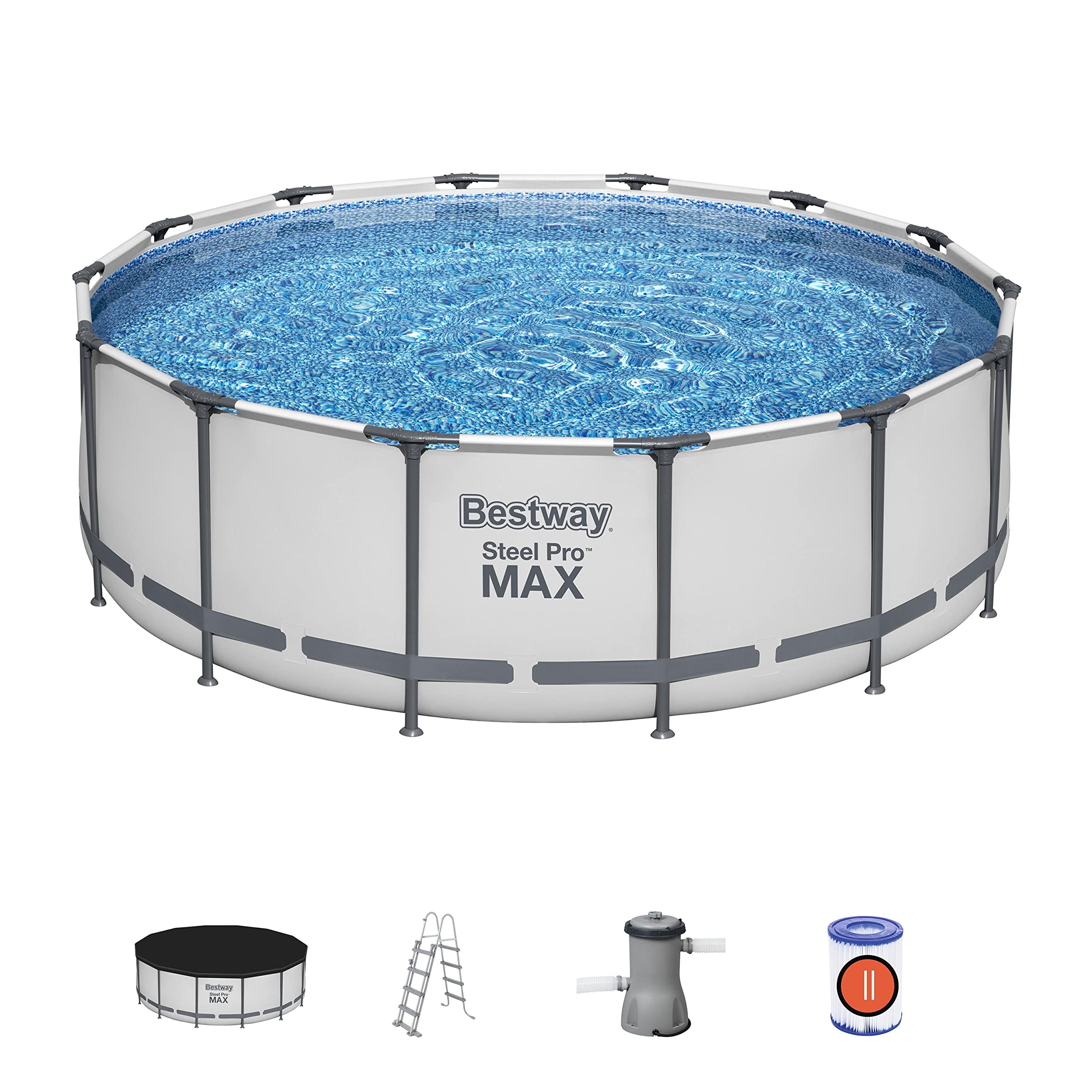 Bestway Steel Pro Max | Round Frame Swimming Pool with Filter Pump | Grey | 10ft