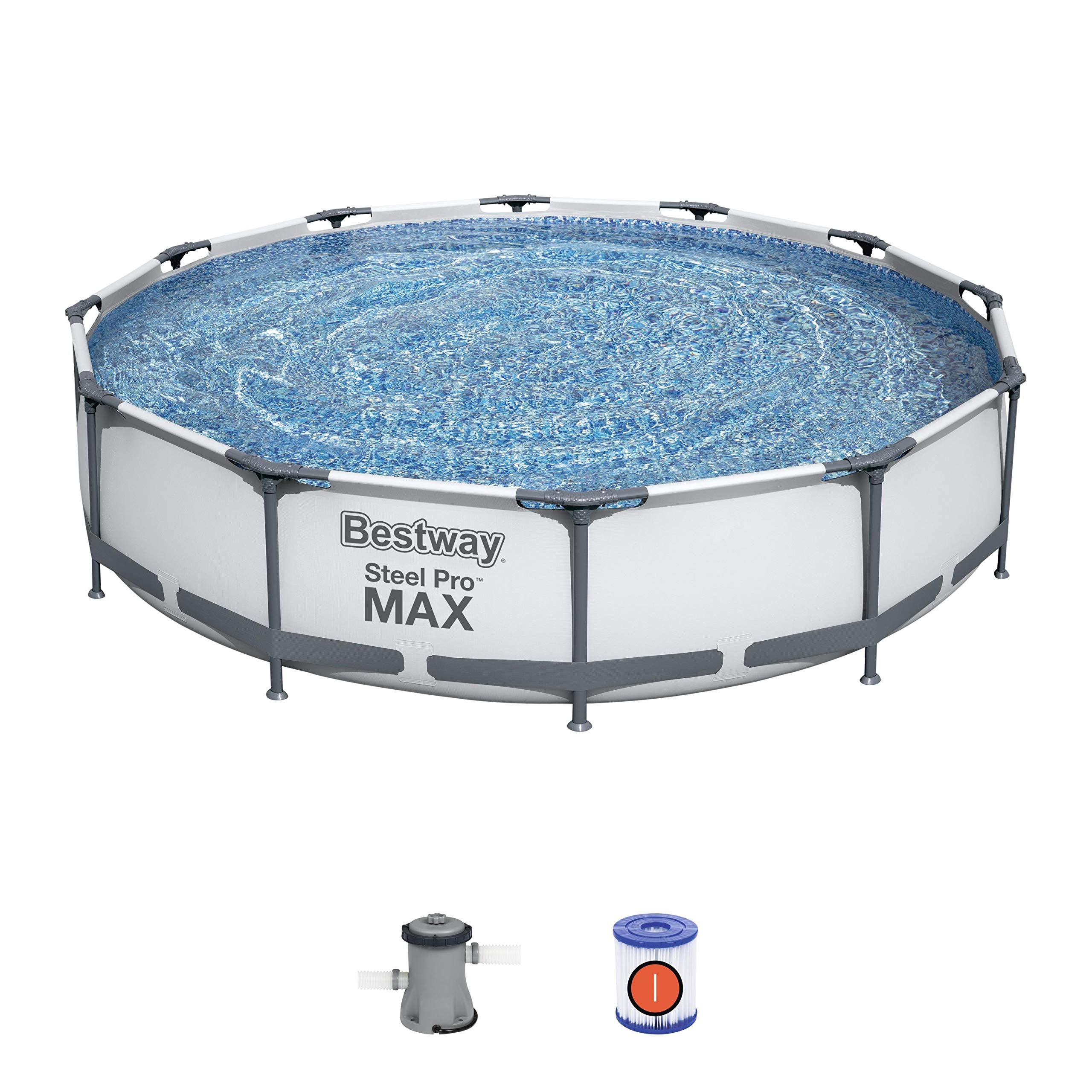 Bestway Steel Pro Max | Round Frame Swimming Pool with Filter Pump | Grey | 10ft