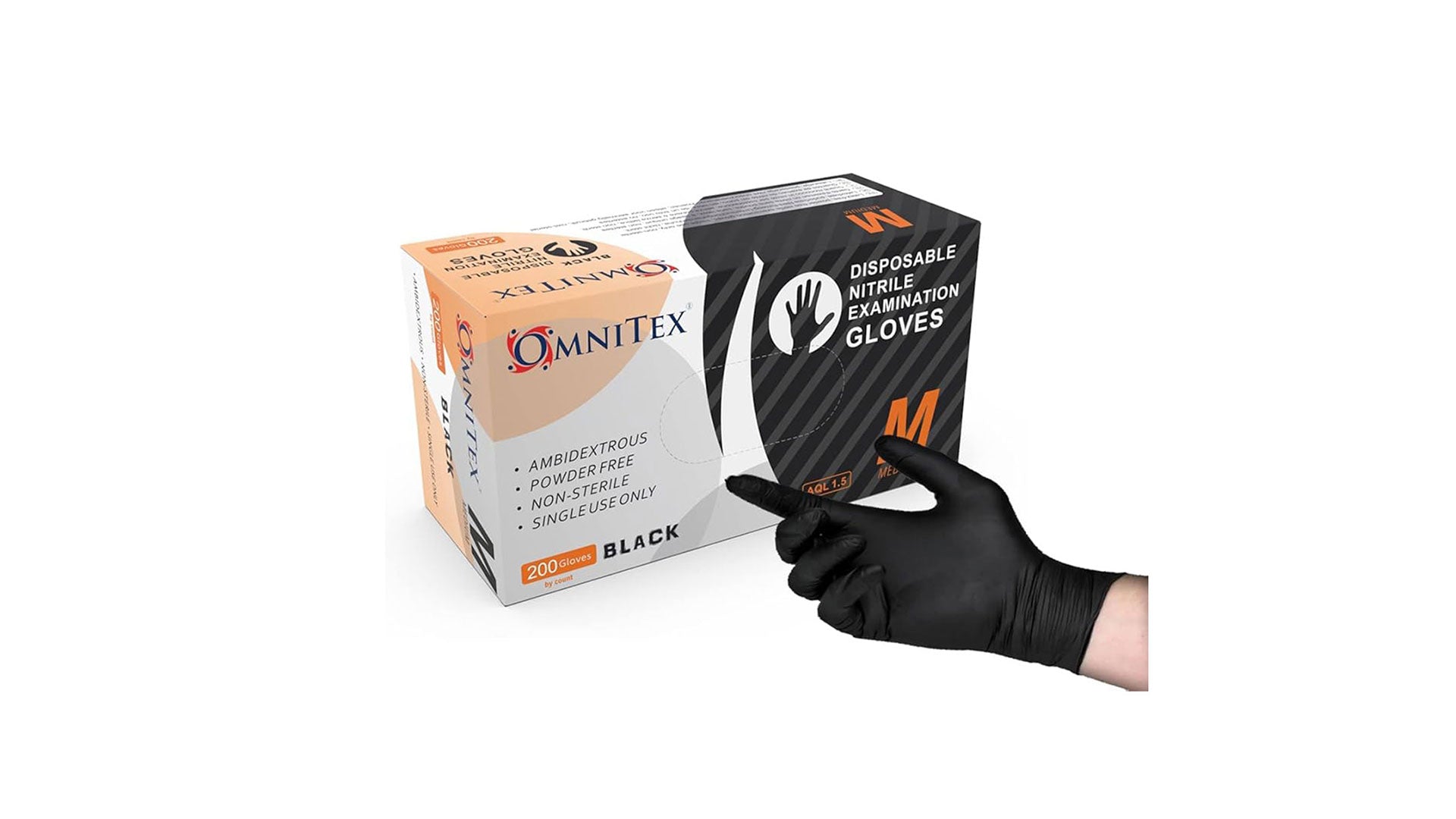 Omnitex | 200 Premium Disposable Black Nitrile Gloves | CE & UKCA Cat3 Grade